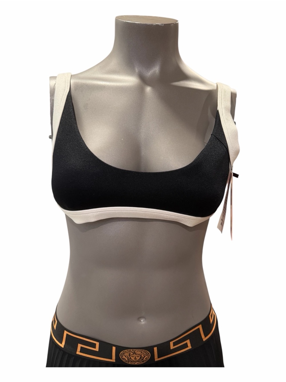 ONEONE Colorblock Bikini Top Bralette L NWT Black Cream
